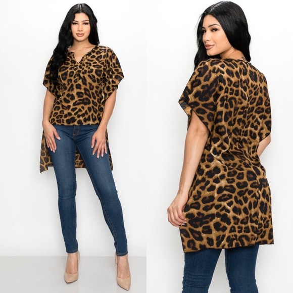 high low leopard top